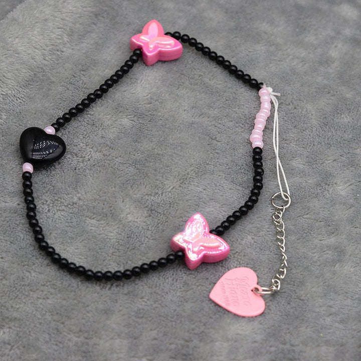 Shimmering Butterfly Heart Phone Charm