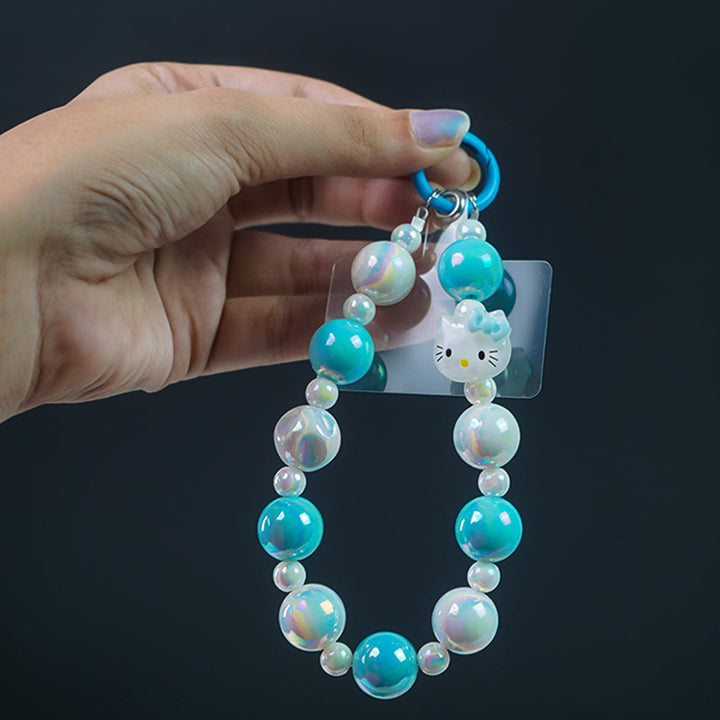 Cute Pearl Bead Kitty Phone Charm