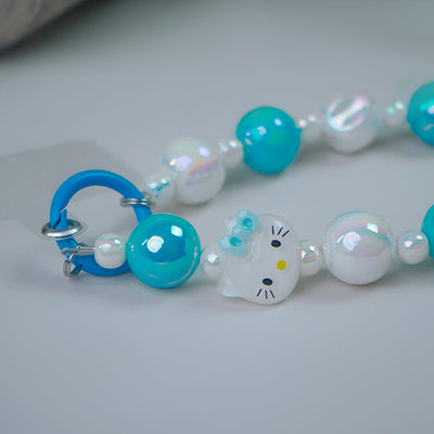 Cute Pearl Bead Kitty Phone Charm