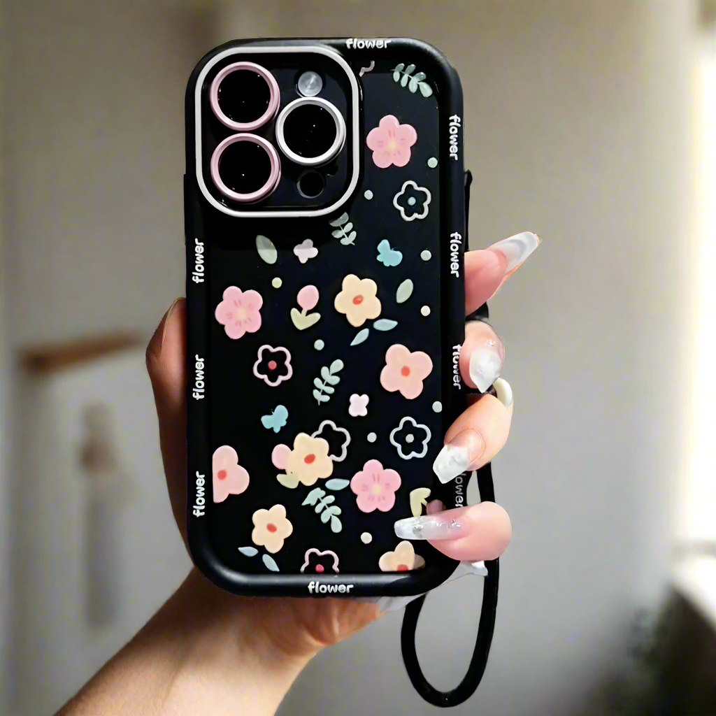 Cozy Floral Flower Case With Lanyard