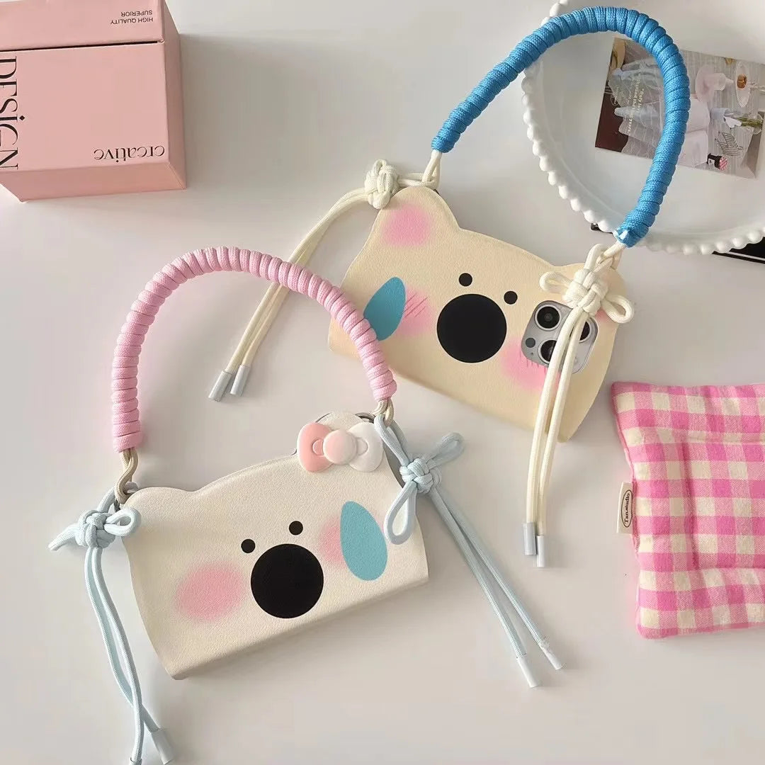 Adorable Cute Face Rope Handle Case