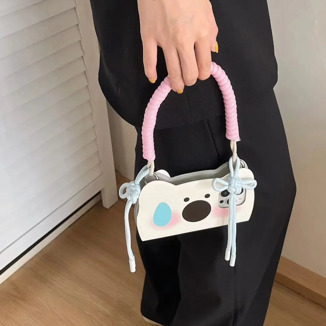 Adorable Cute Face Rope Handle Case