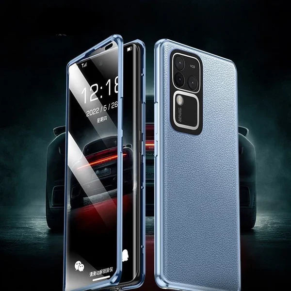 Premium Dual Side Leather Glass Case - Vivo