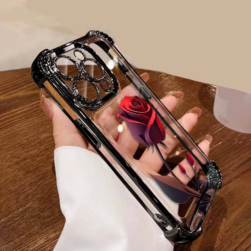 Luxury Crystal Clear Rose Case