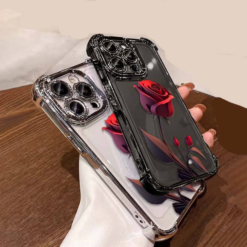 Luxury Crystal Clear Rose Case