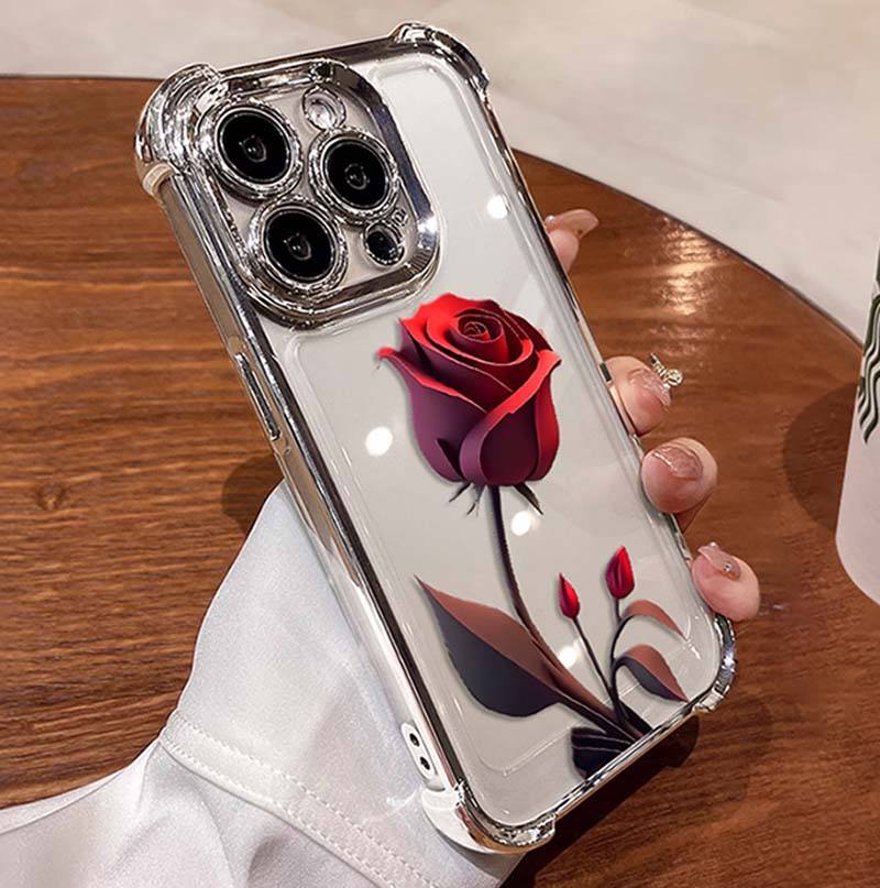 Luxury Crystal Clear Rose Case