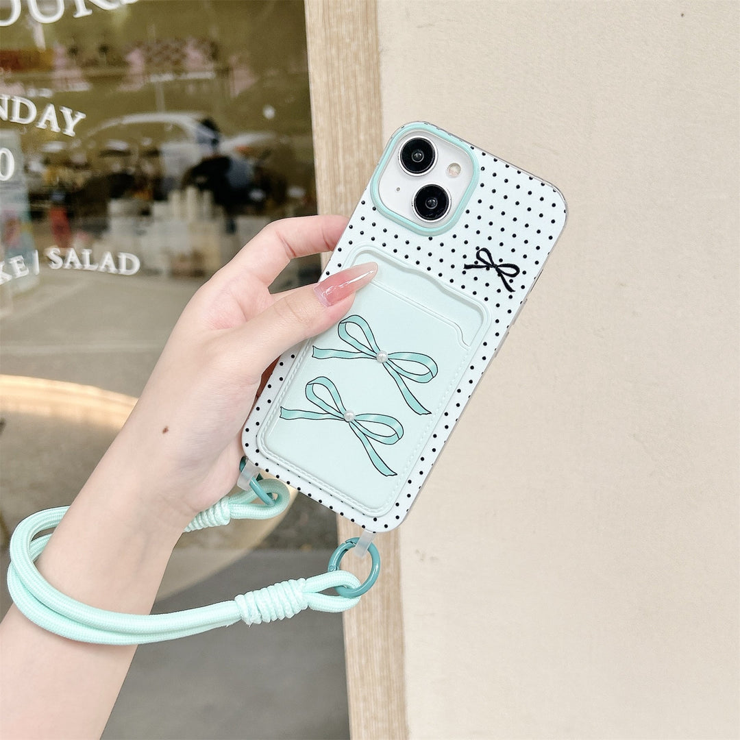 Fresh Mint Polka Dot Bow Case