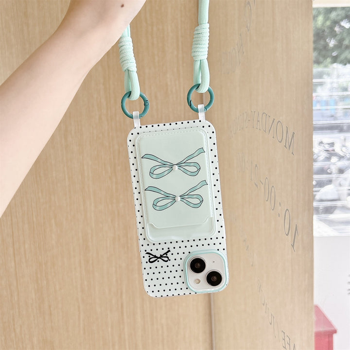 Fresh Mint Polka Dot Bow Case