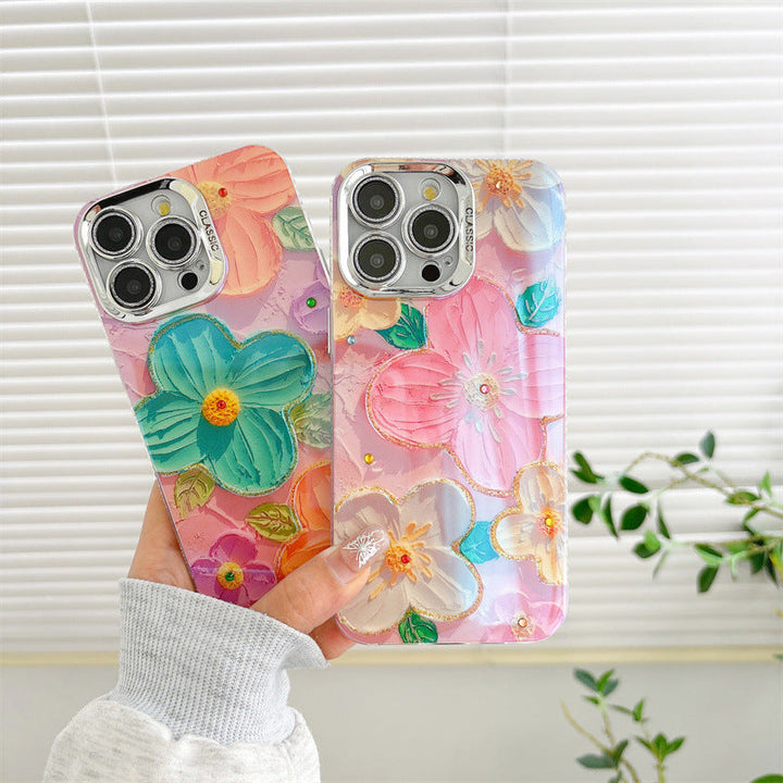 Fantasy Rhinestone Oil Painting Floral Case