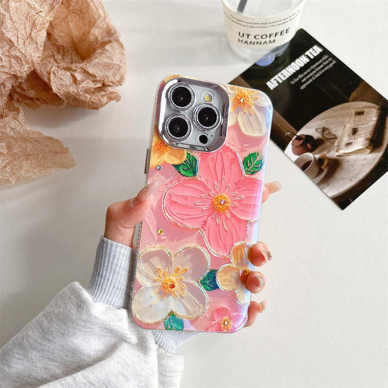 Fantasy Rhinestone Oil Painting Floral Case