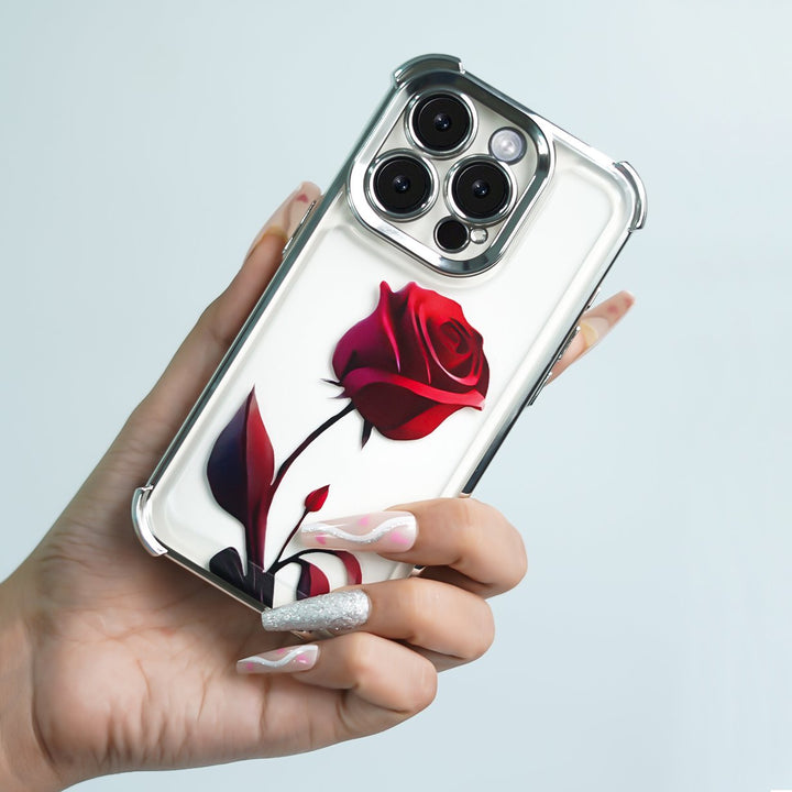 Luxury Crystal Clear Rose Case