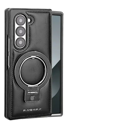 Galaxy Z Fold6 Luxury Ring Holder Leather Case