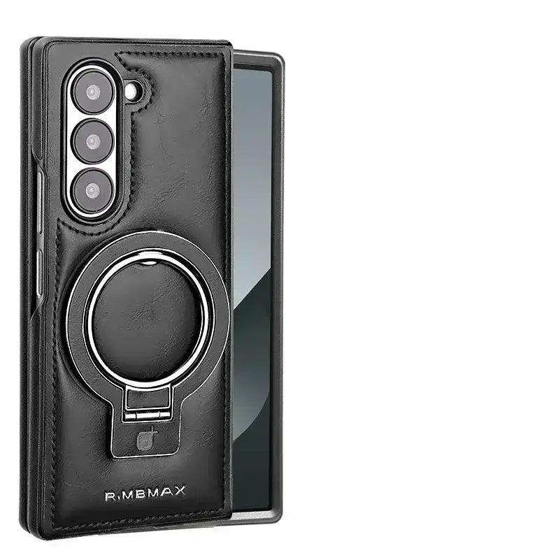 Galaxy Z Fold6 Luxury Ring Holder Leather Case