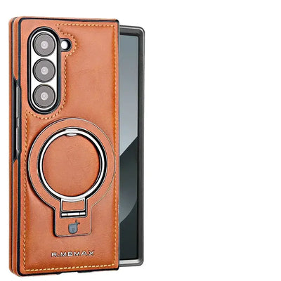 Galaxy Z Fold6 Luxury Ring Holder Leather Case