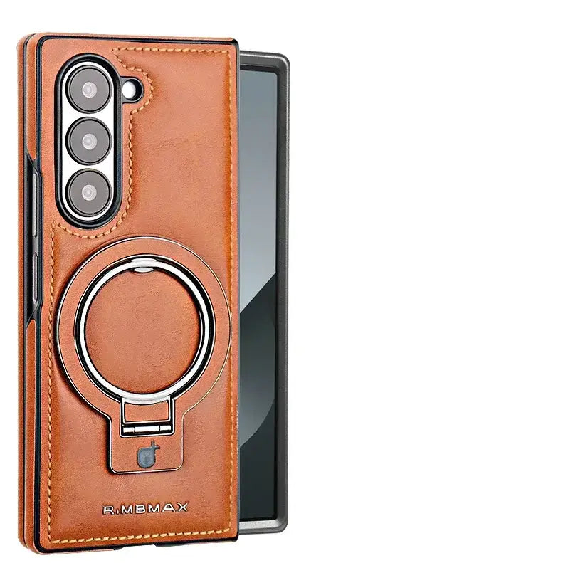 Galaxy Z Fold6 Luxury Ring Holder Leather Case