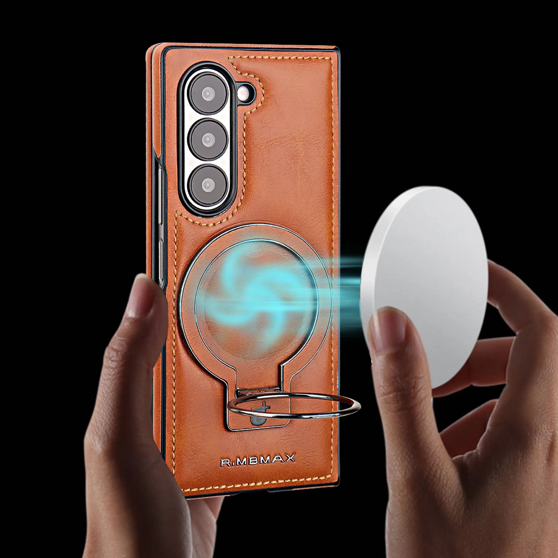Galaxy Z Fold6 Luxury Ring Holder Leather Case