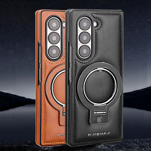 Galaxy Z Fold6 Luxury Ring Holder Leather Case