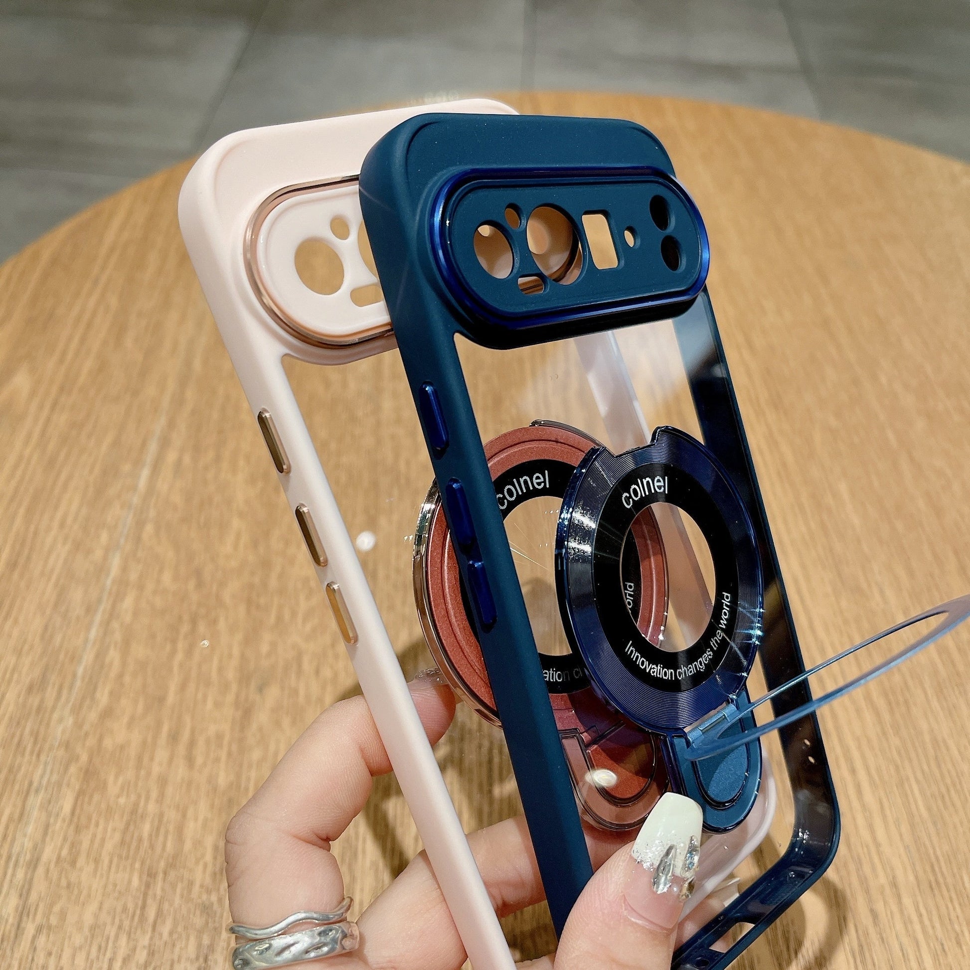 Pixel 8 Series Transparent Rotating Ring Stand Case