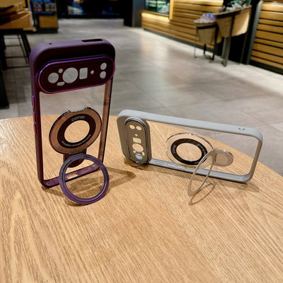 Pixel 8 Series Transparent Rotating Ring Stand Case