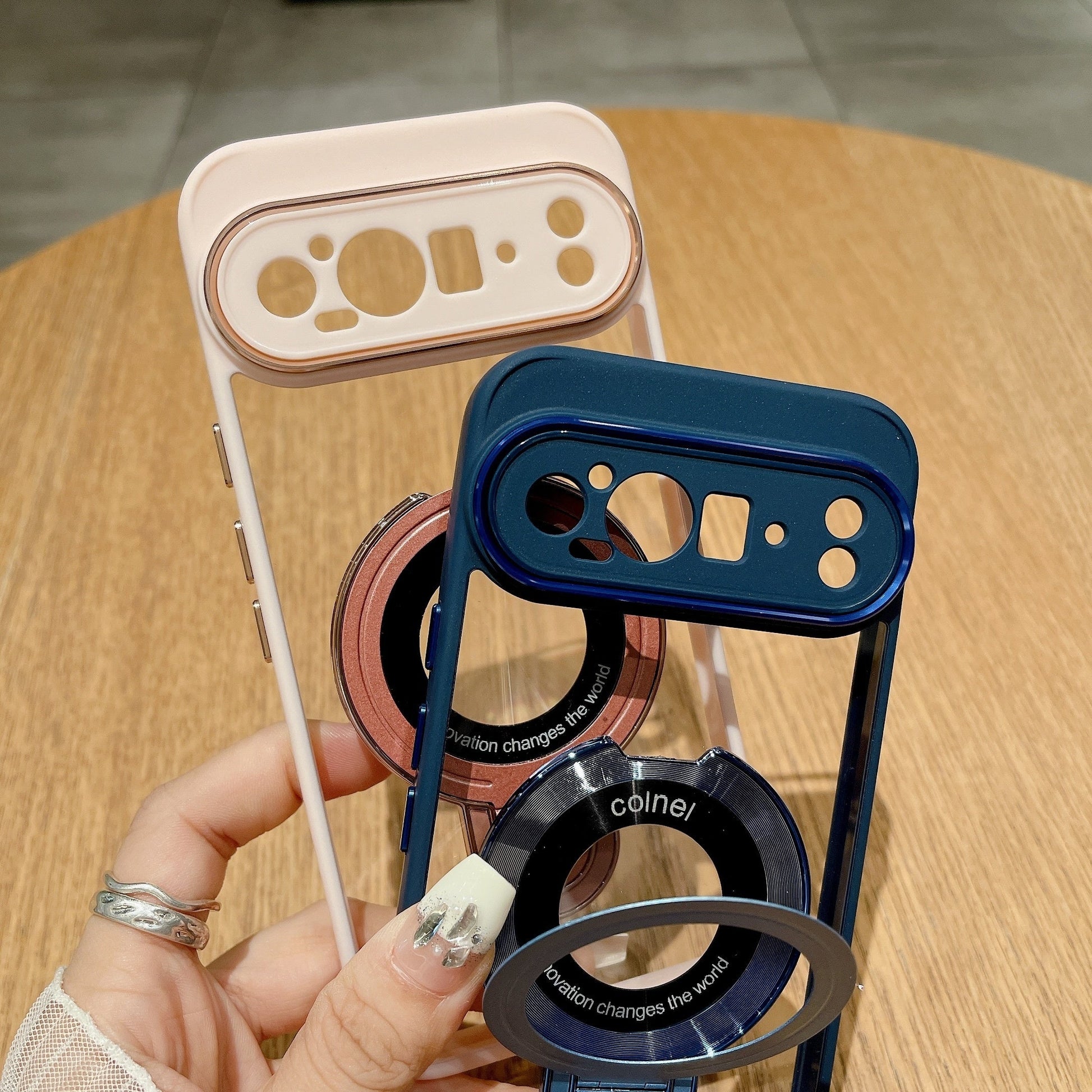 Pixel 7 Series Transparent Rotating Ring Stand Case