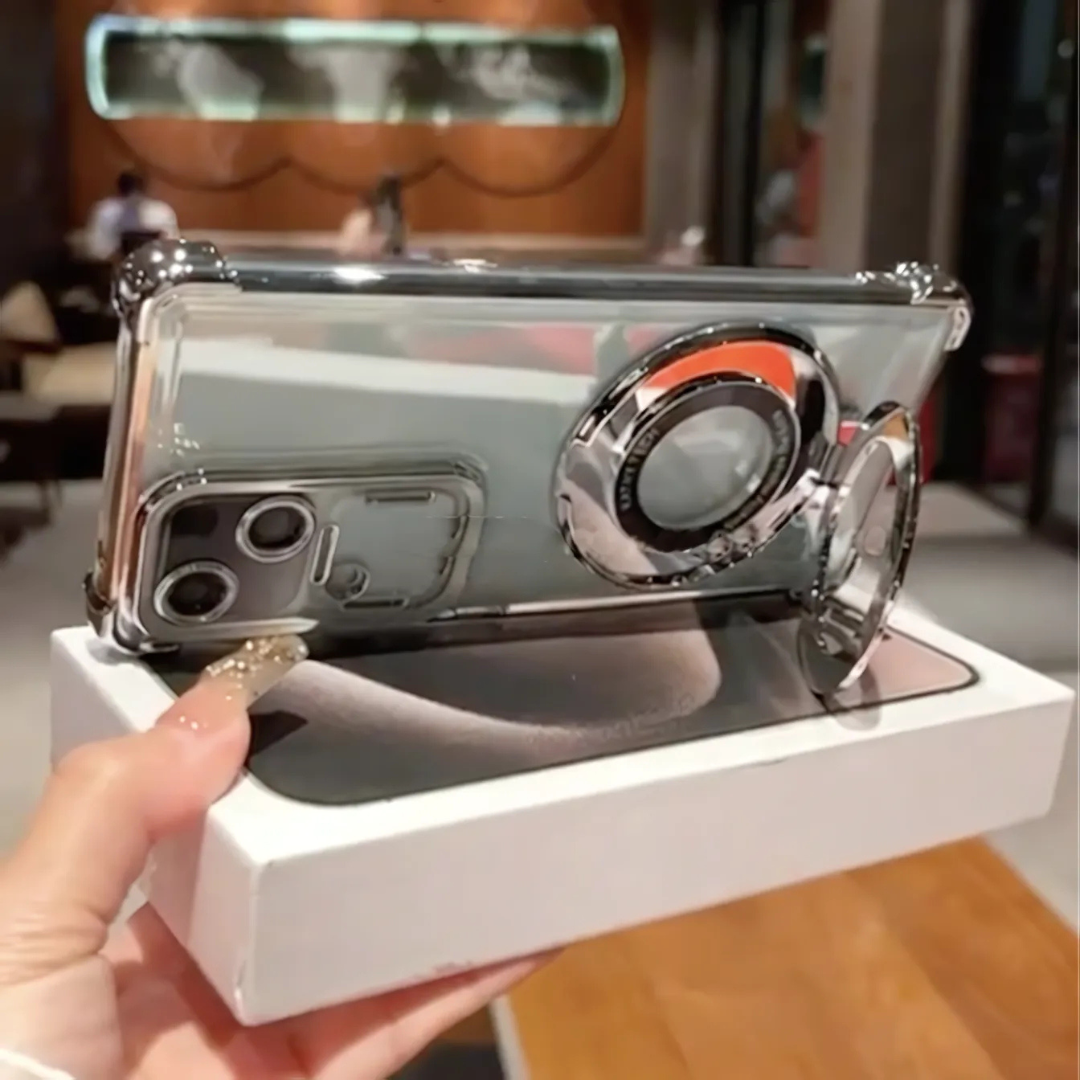 Sleek Clear Metallic Ring Stand Case - Vivo