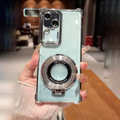 Sleek Clear Metallic Ring Stand Case - Vivo