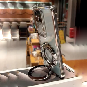 Sleek Clear Metallic Ring Stand Case - Vivo