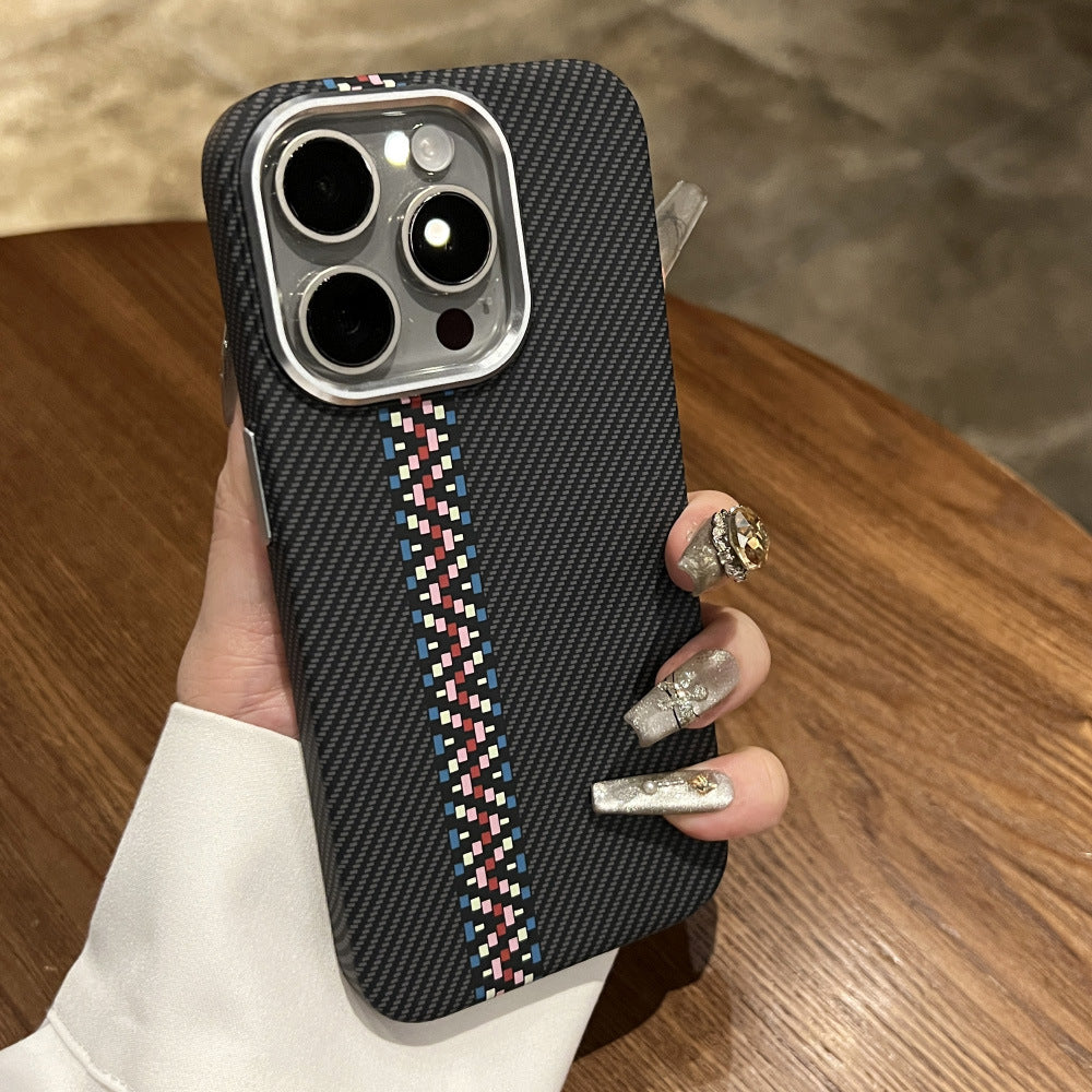 Embossed Carbon Fiber Magnetic Case - iPhone