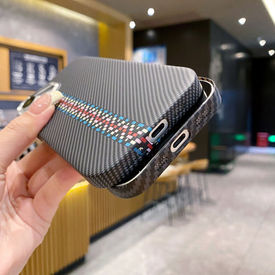 Embossed Carbon Fiber Magnetic Case - iPhone