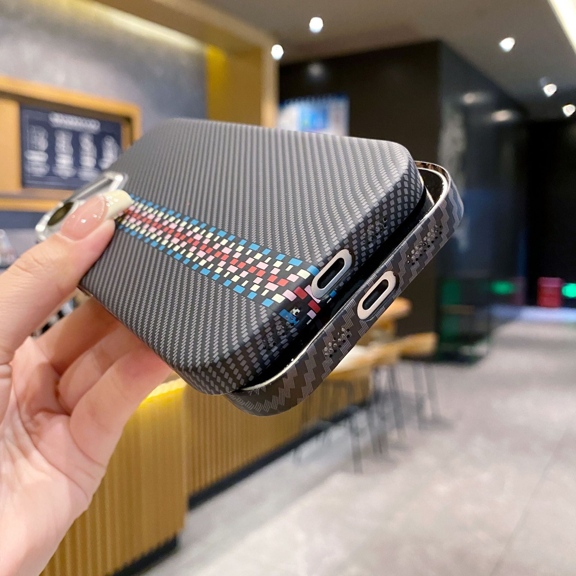 Embossed Carbon Fiber Magnetic Case - iPhone