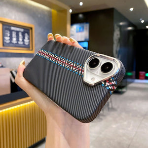 Embossed Carbon Fiber Magnetic Case - iPhone