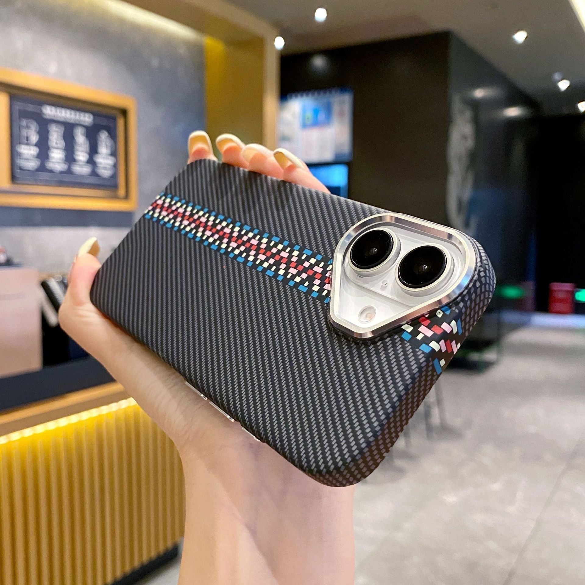 Embossed Carbon Fiber Magnetic Case - iPhone