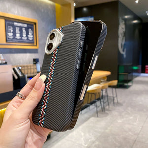 Embossed Carbon Fiber Magnetic Case - iPhone