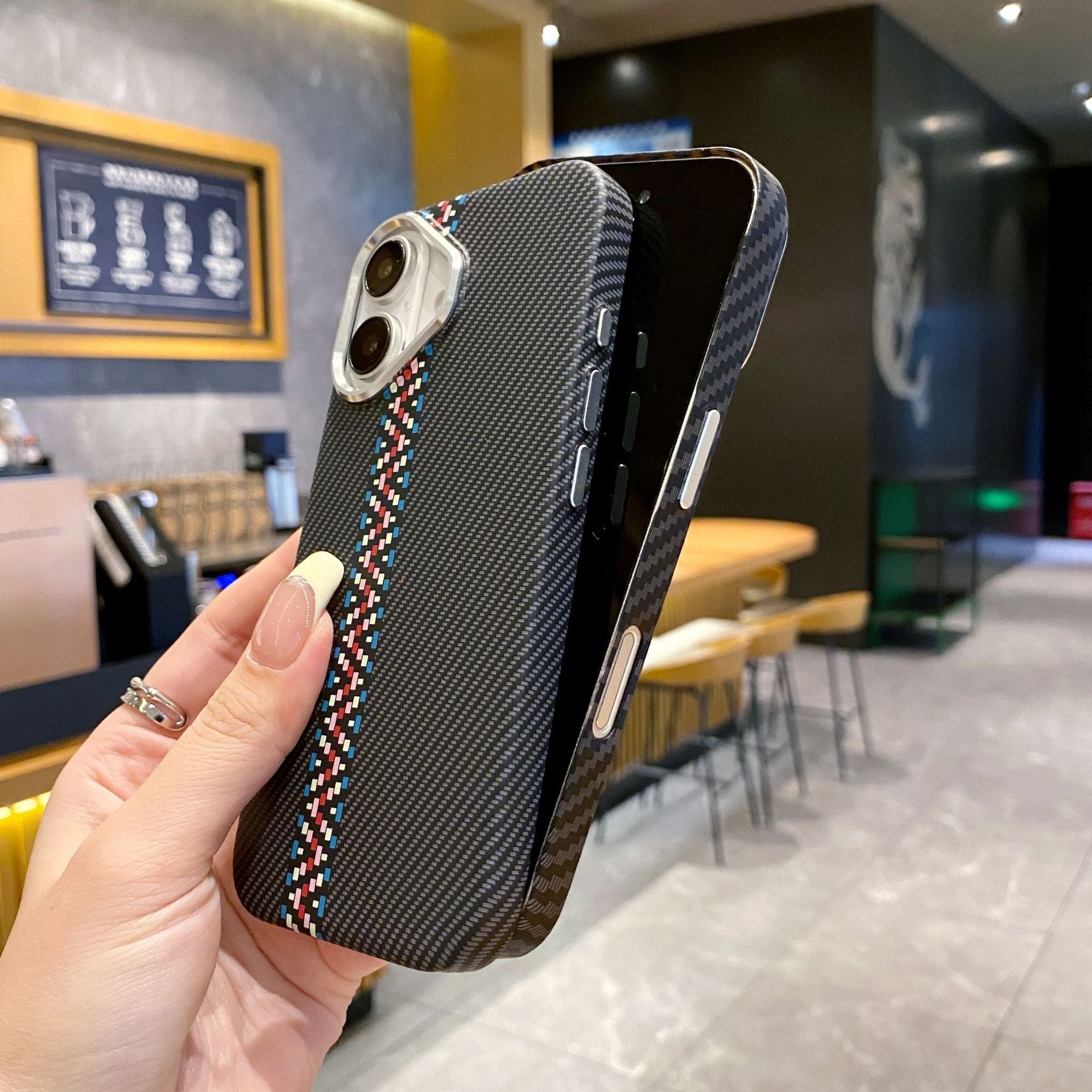 Embossed Carbon Fiber Magnetic Case - iPhone