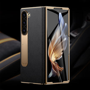Galaxy Z Fold Series Genuine Leather Magnetic Hinge Case