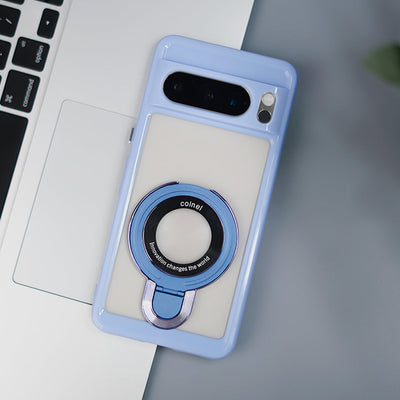 Pixel 8 Series Transparent Rotating Ring Stand Case