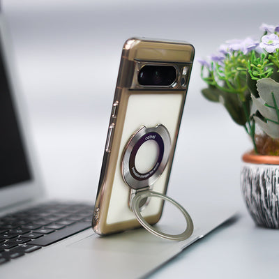 Pixel 7 Series Transparent Rotating Ring Stand Case