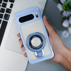 Pixel 7 Series Transparent Rotating Ring Stand Case