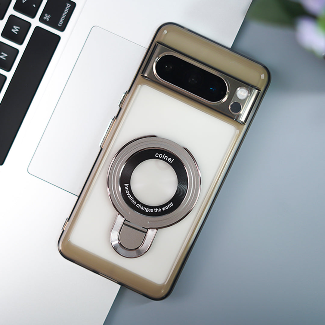 Pixel 8 Series Transparent Rotating Ring Stand Case