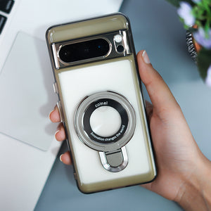 Pixel 7 Series Transparent Rotating Ring Stand Case