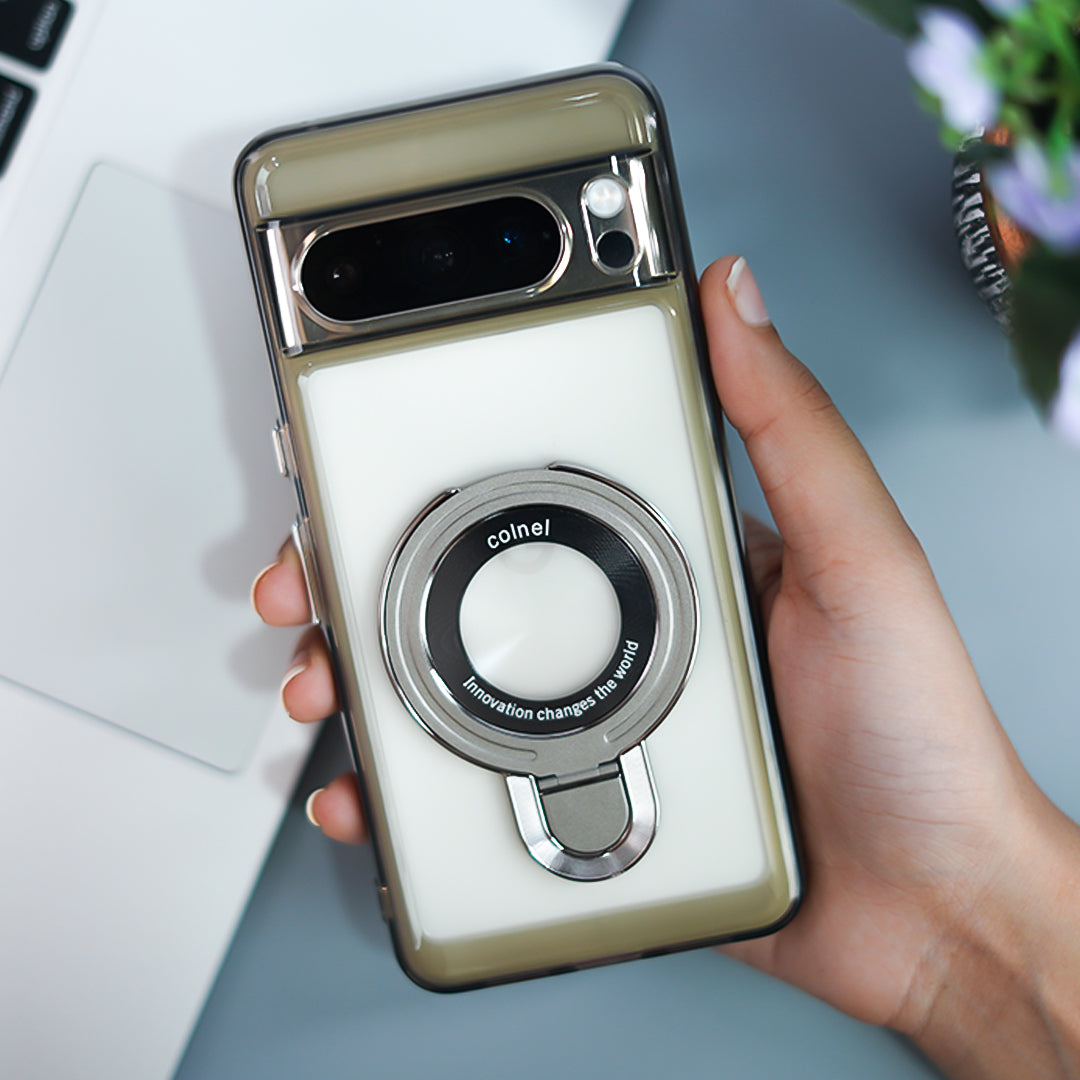 Pixel 7 Series Transparent Rotating Ring Stand Case