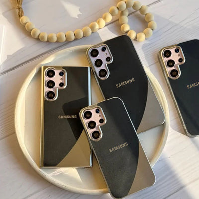 Elegant Luxe Leather Electroplated Case - Samsung