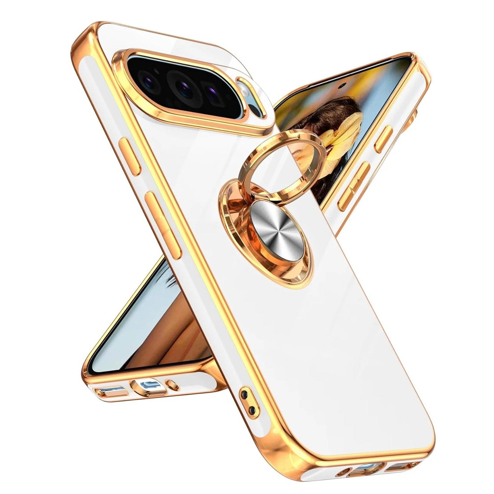Google Pixel 8 Series Ultimate ElitePlush Metallic Ring Case