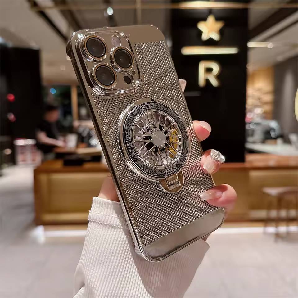 iPhone 14 Series Brilliant Spin Rotating Wheel Stand Case