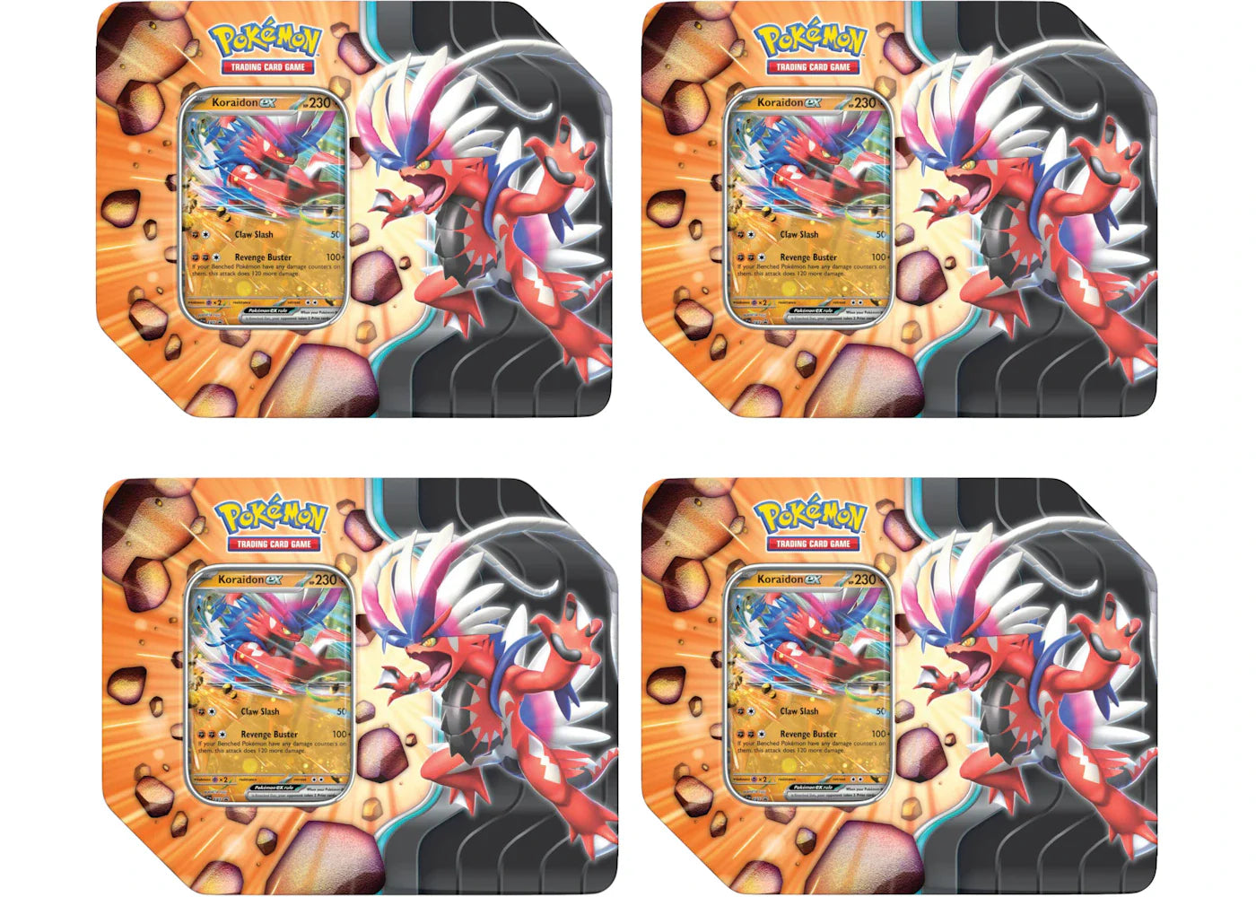 2025 Pokémon Scarlet & Violet Journey Together Koraidon EX Slahing Legends Tin 4x Lot