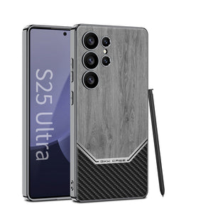 Luxurious Leather Wood Grain Texture Case - Samsung