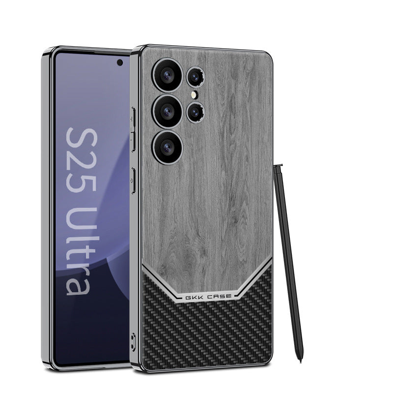 Luxurious Leather Wood Grain Texture Case - Samsung