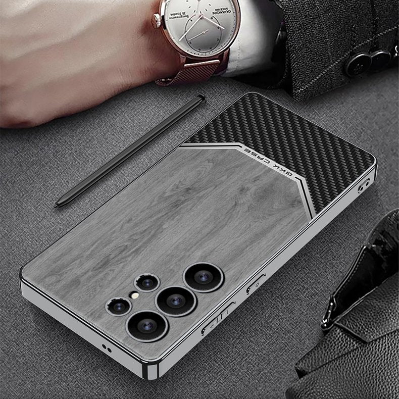 Luxurious Leather Wood Grain Texture Case - Samsung