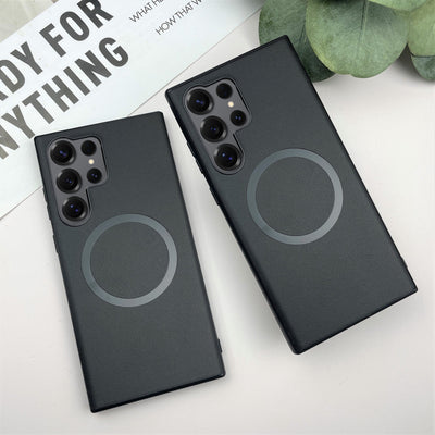 Galaxy S25 Series Stealth Shield Magnetic Leather Texture Case