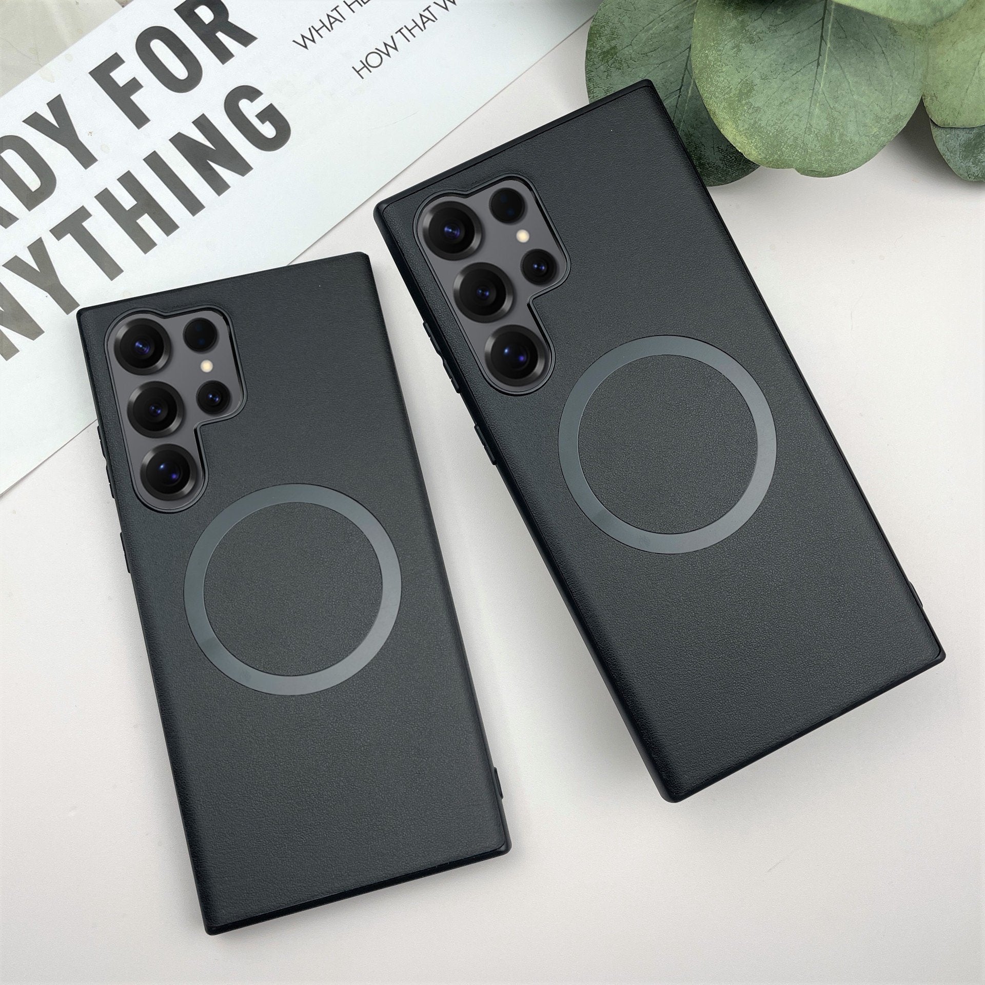 Galaxy S25 Series Stealth Shield Magnetic Leather Texture Case